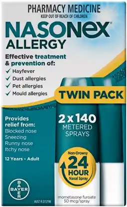 Pharmacy Best Buys Nasonex Allergy Twin Pack 2 x 140 Metered Sprays offer