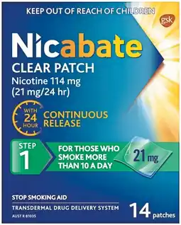 Pharmacy Best Buys Nicabate Clear Patch 21mg/24 hr 14 Patches offer