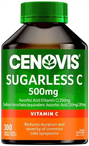 Amcal Pharmacies Cenovis Sugarless Vitamin C 500mg 300 Chewable Tablets offer