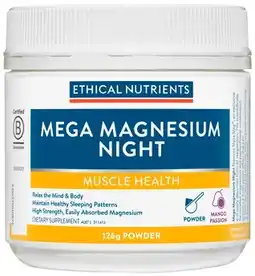 Amcal Pharmacies Ethical Nutrients Mega Magnesium Night Powder 126g offer