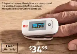 ALDI St John Health Care Products Pulse Oximeter offer