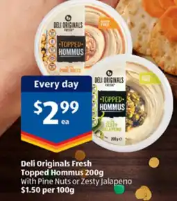 ALDI Deli Originals Fresh Topped Hommus offer