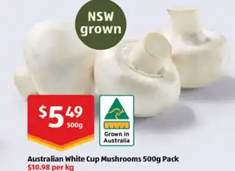 ALDI Australian White Cup Mushrooms offer