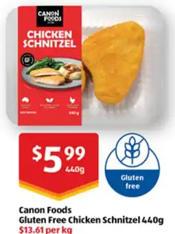 ALDI Canon Foods Gluten Free Chicken Schnitzel offer