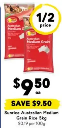 Drakes Sunrice Australian Medium Grain Rice offer