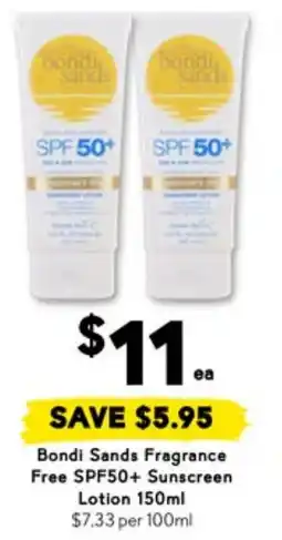 Drakes Bondi Sands Fragrance Free SPF50+ Sunscreen Lotion offer