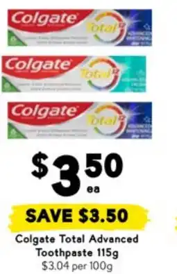 Drakes Colgate Total Advanced Toothpaste offer