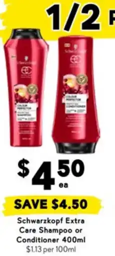 Drakes Schwarzkopf Extra Care Shampoo or Conditioner offer