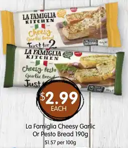 Spudshed La Famiglia Cheesy Garlic Or Pesto Bread offer