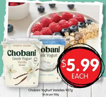 Spudshed Chobani Yoghurt Varieties offer