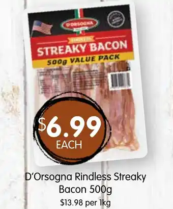 Spudshed D'Orsogna Rindless Streaky Bacon offer