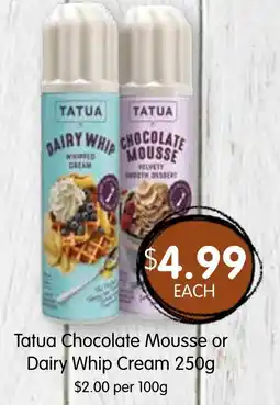 Spudshed Tatua Chocolate Mousse or Dairy Whip Cream offer