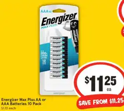 IGA Energizer Max Plus AA or AAA Batteries offer