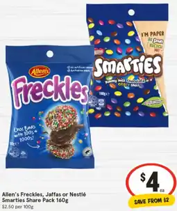 IGA Allen's Freckles, Jaffas or Nestlé Smarties Share Pack offer