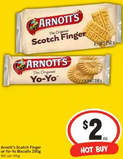 IGA Arnott's Scotch Finger or Yo-Yo Biscuits offer