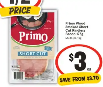 IGA Primo Wood Smoked Short Cut Rindless Bacon offer