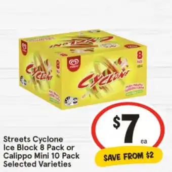 IGA Streets Cyclone Ice Block 8 Pack or Calippo Mini offer