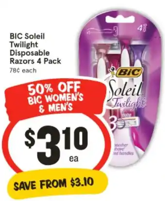 IGA Bic soleil twilight disposable razors offer