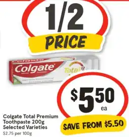 IGA Colgate Total Premium Toothpaste offer