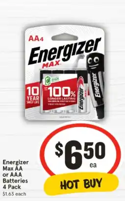 IGA Energizer Max AA or AAA Batteries offer