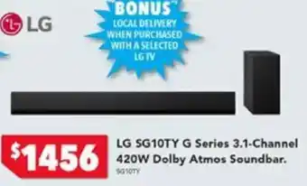 Harvey Norman LG SG10TY G Series 3.1-Channel 420W Dolby Atmos Soundbar offer