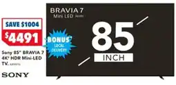 Harvey Norman Sony 85" BRAVIA 7 4K HDR Mini-LED TV offer