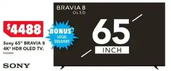 Harvey Norman Sony 65" bravia 8 4k hdr oled tv offer