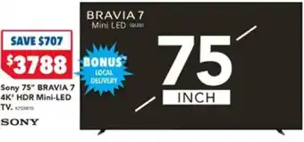 Harvey Norman Sony 75" BRAVIA 7 4K* HDR Mini-LED offer