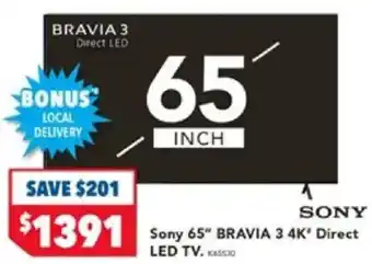 Harvey Norman Sony 65" BRAVIA 3 4K' Direct LED TV offer