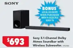 Harvey Norman Sony 3.1-Channel Dolby Atmos Soundbar with Wireless Subwoofer offer