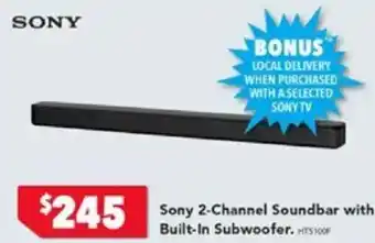 Harvey Norman Sony 2-Channel Soundbar with Built-In Subwoofer offer