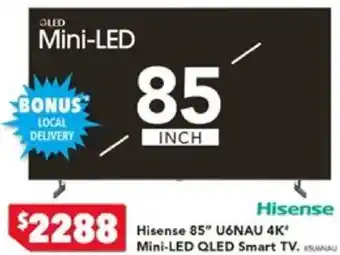 Harvey Norman Hisense 85" U6NAU 4K Mini-LED QLED Smart TV offer