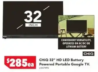 Harvey Norman CHIQ 32" HD LED Battery Powered Portable Google TV offer