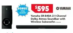 Harvey Norman Yamaha SR-B40A 2.1-Channel Dolby Atmos Soundbar with Wireless Subwoofer. offer