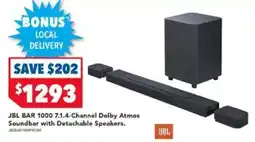 Harvey Norman JBL BAR 1000 7.1.4-Channel Dolby Atmos Soundbar with Detachable Speakers. offer