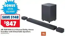 Harvey Norman JBL BAR 800 5.1.2-Channel Dolby Atmos Soundbar with Detachable Speakers. offer