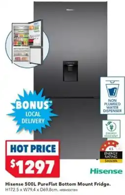 Harvey Norman Hisense 500L PureFlat Bottom Mount Fridge offer