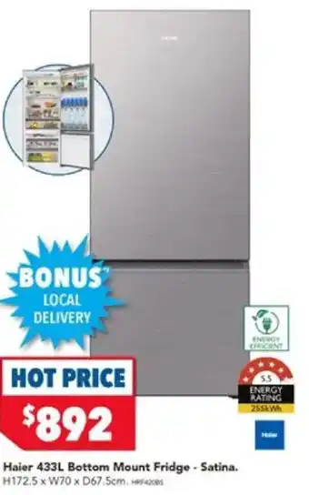 Harvey Norman Haier 433L Bottom Mount Fridge - Satina offer