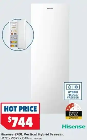 Harvey Norman Hisense 240L Vertical Hybrid Freezer. offer