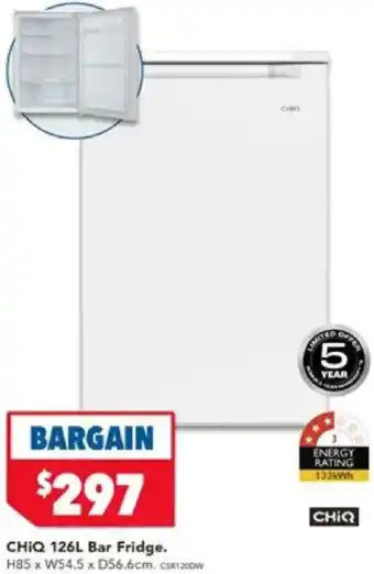 Harvey Norman CHIQ 126L Bar Fridge. offer