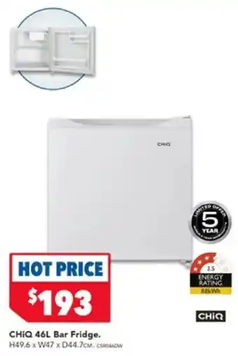 Harvey Norman CHIQ 46L Bar Fridge. offer