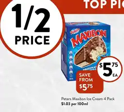 Foodworks Peters Maxibon Ice Cream offer