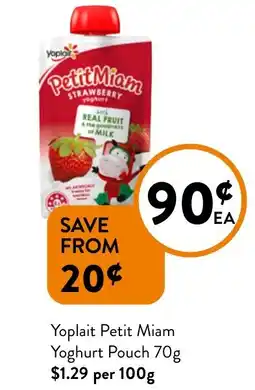 Foodworks Yoplait Petit Miam Yoghurt Pouch offer