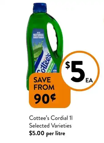 Foodworks Cottee's Cordial offer