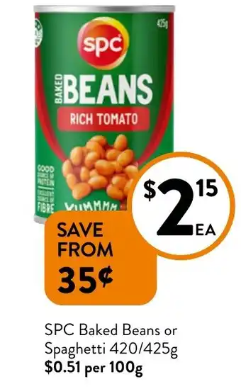 Foodworks SPC Baked Beans or Spaghetti offer