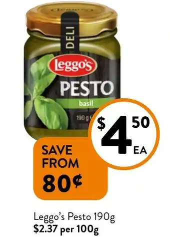 Foodworks Leggo's Pesto offer