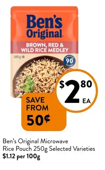 Foodworks Ben's Original Microwave Rice Pouch offer