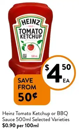 Foodworks Heinz Tomato Ketchup or BBQ Sauce offer