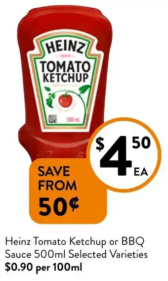 Foodworks Heinz Tomato Ketchup or BBQ Sauce offer