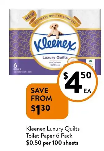 Foodworks Kleenex Luxury Quilts Toilet Paper offer